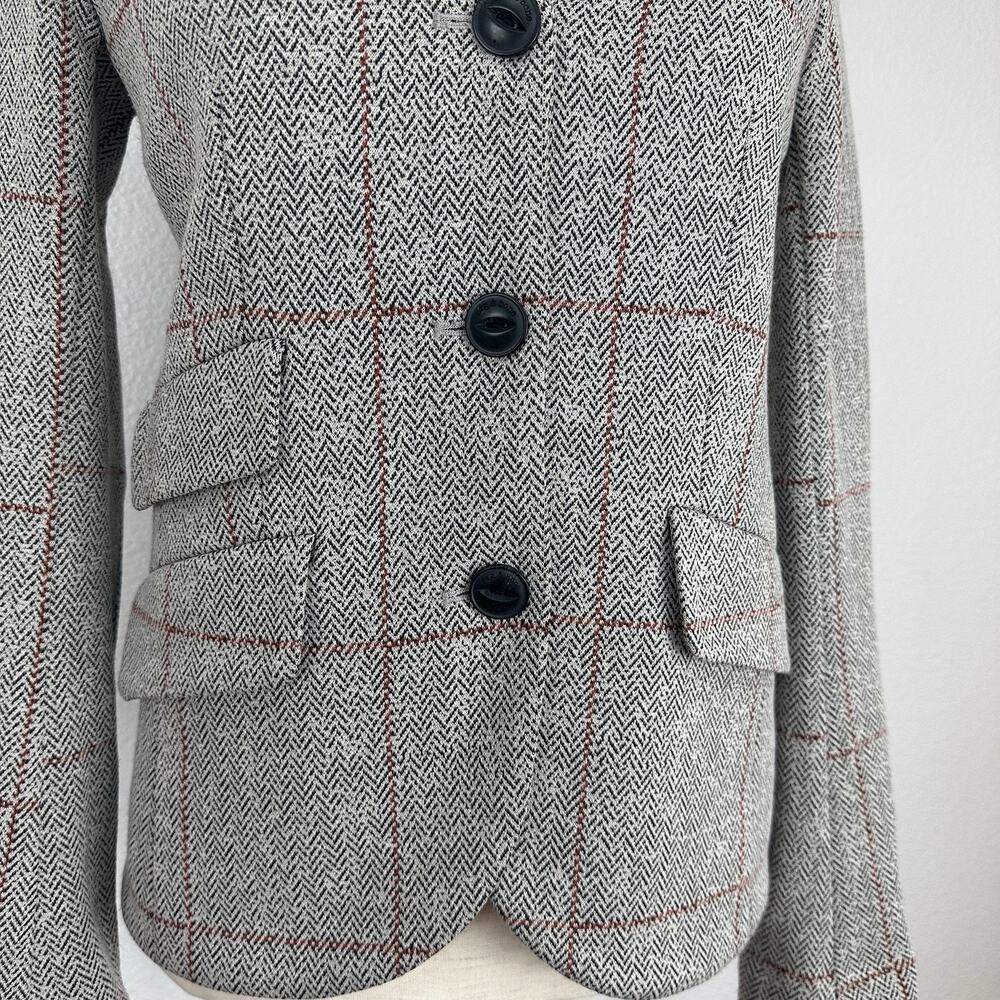 Rag & Bone Slade Ponte Blazer Women Size 0 Gray Herringbone Windowpane Check - Picture 8 of 16